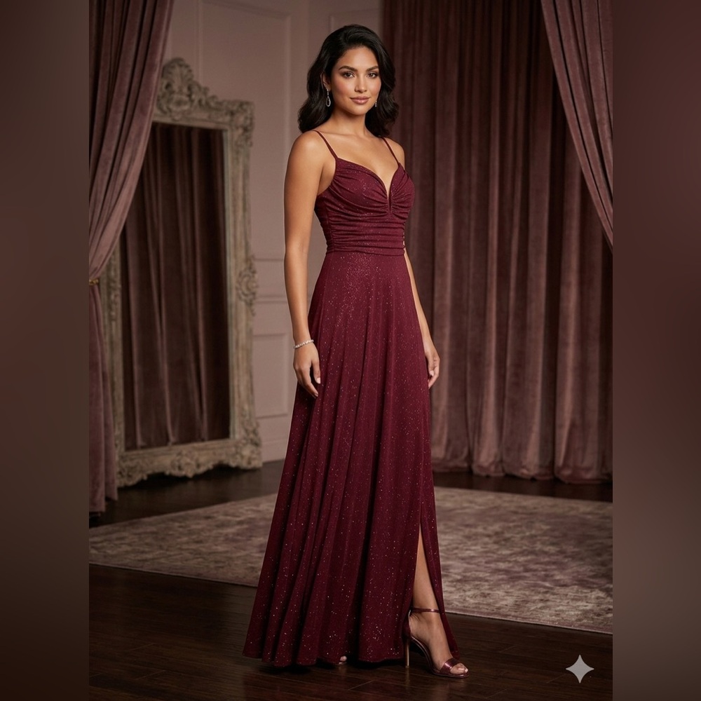 B Darlin Burgundy Maxi Dress
